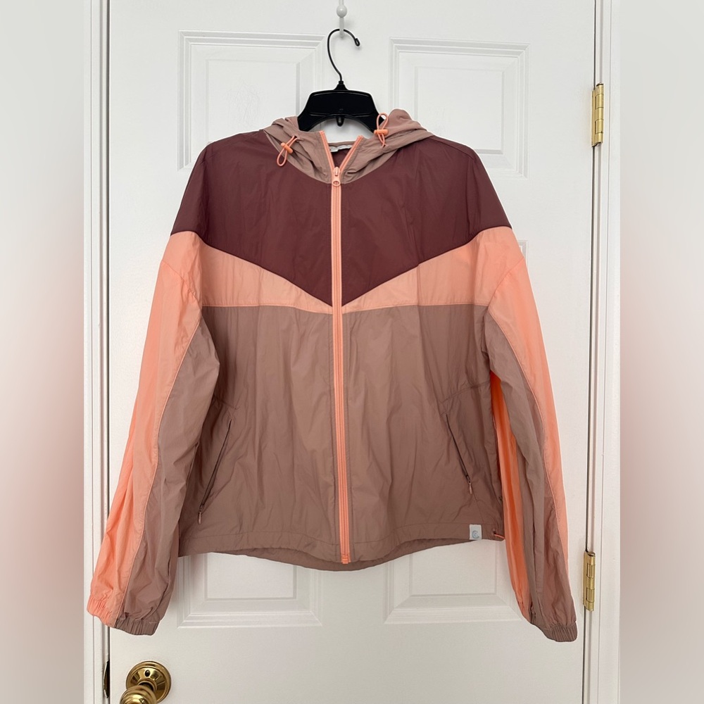 Calme by Johnny Was Elements L Hooded Pink Purple Light Jacket Windbreaker L
